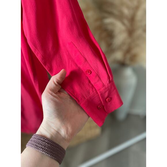 Equipment Gretchen Silk Off Shoulder Blouse Small Pink Magenta Button Down - Picture 7 of 8